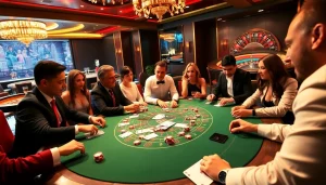 Experience the excitement of 555win com with a vibrant casino scene featuring poker and roulette games.