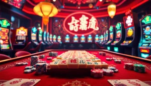 Experience the thrill of Mahjong Ways 2 with vibrant casino elements and mahjong tiles.