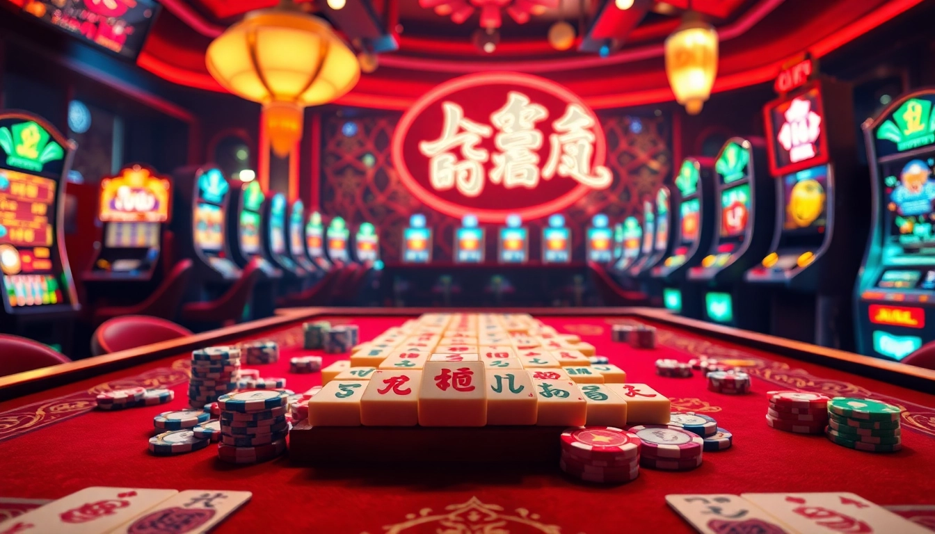 Experience the thrill of Mahjong Ways 2 with vibrant casino elements and mahjong tiles.