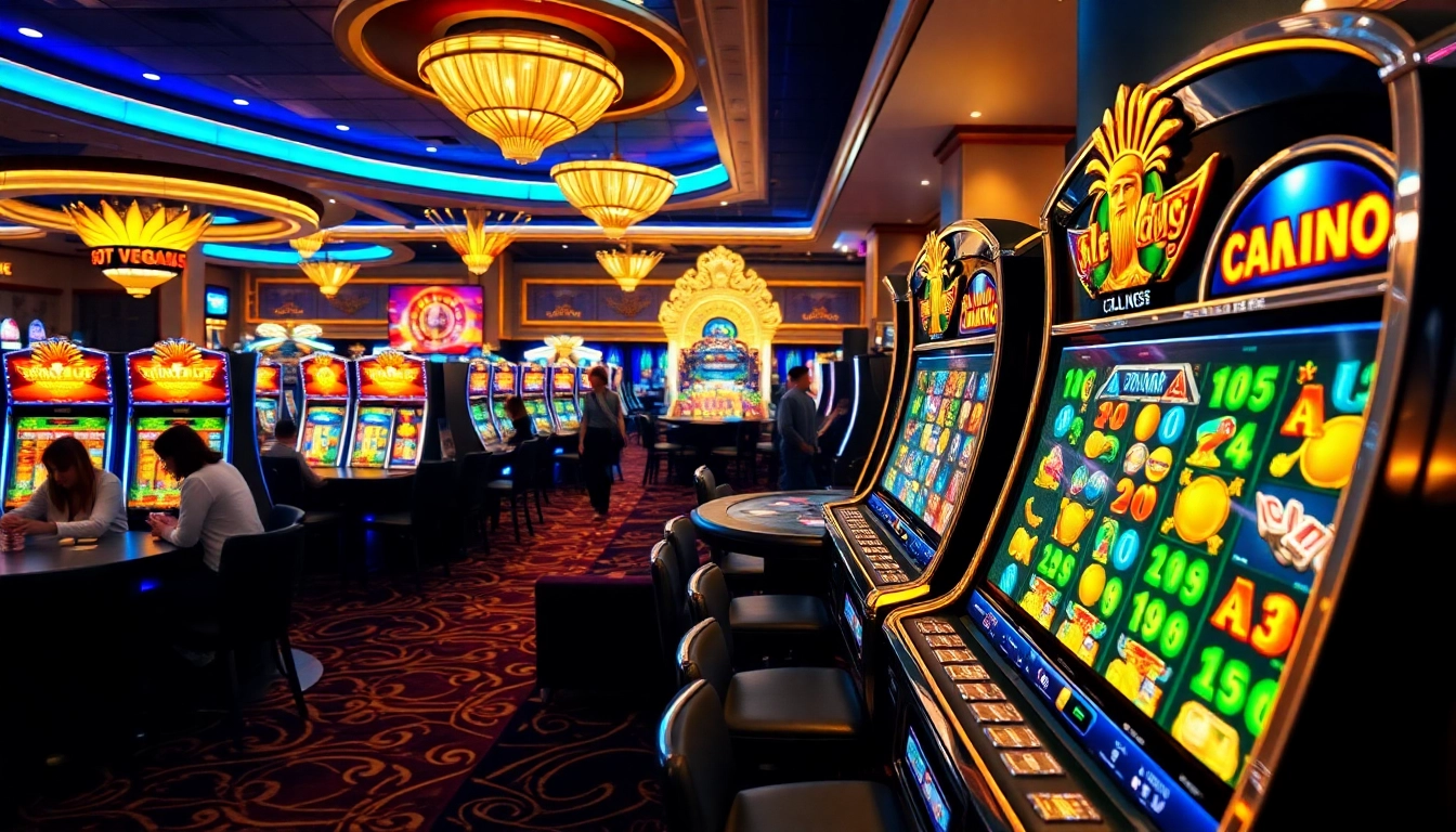 Rasakan sensasi bermain Slot Zeus dengan mesin-mesin yang berwarna-warni dan suasana kasino.