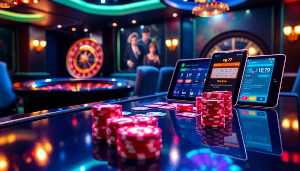 Trải nghiệm sự háo hức của ứng dụng cg 79 khi người chơi tham gia tại bàn poker casino sang trọng.