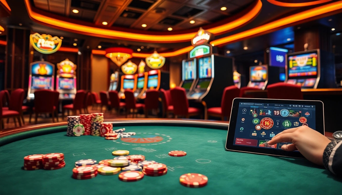 Scène passionnante de casino en ligne 2026 avec une action de poker dynamique et un jeu interactif.