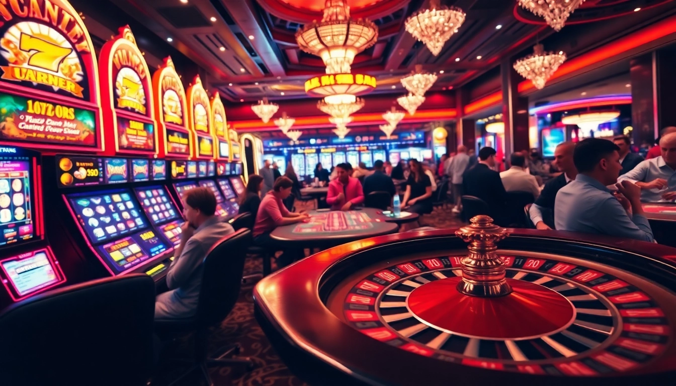 Expérience de casino captivante mettant en avant une roulette et des machines à sous, soulignant l'excitation du casino en ligne 2026.
