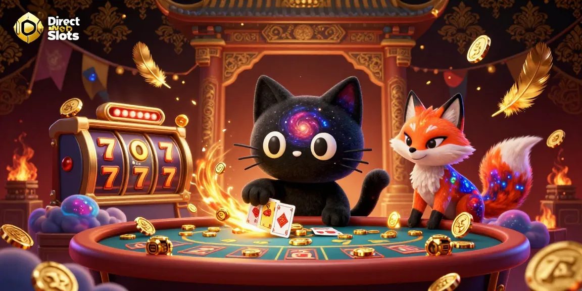 Experience Direct Web Slots at a cosmic casino table filled with animated characters and dynamic game elements.